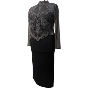 Tadashi 90s Vintage Velvet Mesh Beaded Set‎ XL Vampy Goth Glam Whimsigoth